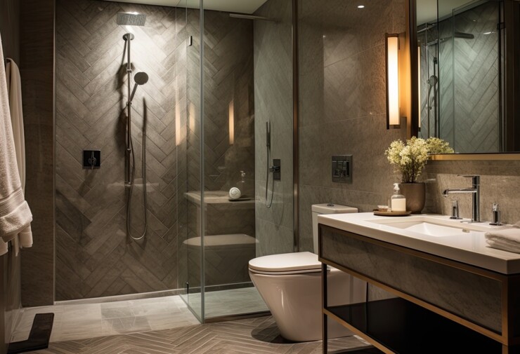 Douche à l’italienne moderne et fonctionnelle